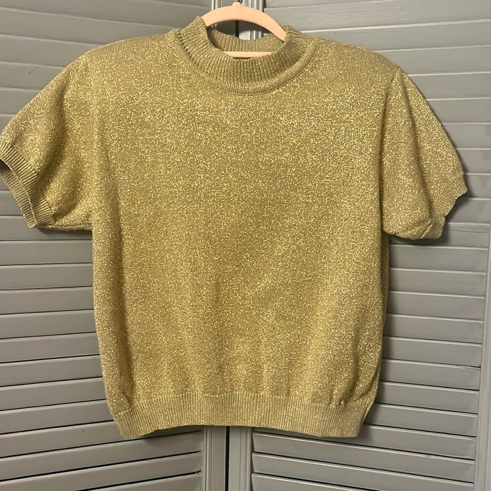 Gold Short Sleeve Women's Sweater